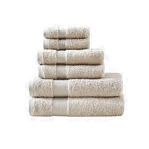Madison Park Signature Luce 100% Egyptian Cotton Luxurious Bath Towel Set, Silky Soft, Highly Absorbent, Premium Spa Quality, Multi-Sizes, Sand 6 Piece