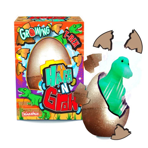 Deluxebase Mini Hatch 'N' Grow - T-Rex from Deluxebase. Small 6.5cm Hatching Eggs with Growing Dinosaur Toy. Place These Surprise Eggs in Water for a Magical Transforming Toy That is Great for Boys