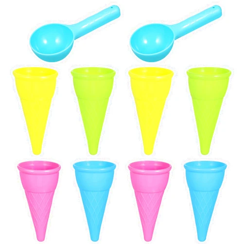 Toddmomy Toodler Toys 10 Pieces Plastic Ice Cream Cones Scoop Outdoor Beach Toys Set Kids Sand Mold Set Seaside Play Sand Toys for Kids Outdoor Toys