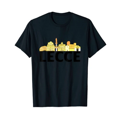 Italy Europe City Skylines Silhouette Outline Lecce Italy Europe City Skyline Silhouette Outline Sketch T-Shirt