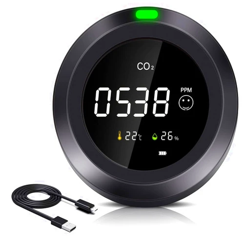 Simbow CO2 Monitor, Indoor Air Quality Monitor Test CO2, Temperature & Humidity, Easy Calibration Carbon Dioxide Monitor, CO2 Meter with Real-Time Readings for School, Homes, car, Travel