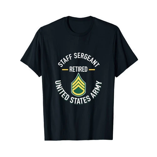 J.Bergsonn U.S. Military Army SSG Retirement Staff Sergeant SSG Retired Army Military Retirement Gifts T-Shirt
