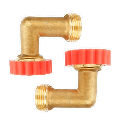 Watflow Lead-Free Brass 90° Hose Saver, Garden Hose Adapter, Garden Hose Connector, 90 Degree Hose Elbow,Water Hose Saver, 2 Pcs