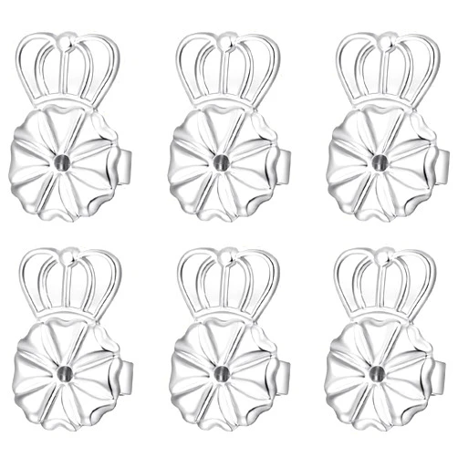 Kouley Earring Backs Lifters,3 Pairs Secure Earring Backs for Droopy Ears,Adjustable Hypoallergenic Earring Backs for Heavy Earring(White)
