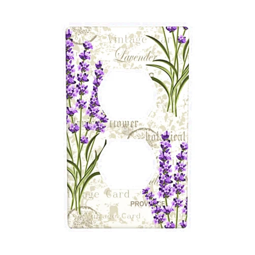 TOLONDINA Purple Lavender Flower Lilac Floral Vintage Single Duplex Outlet Light Switch Plate Cover Decor Wall Plate Cover For Home Bedroom Kitchen Decorative 4.5 * 2.76 Inch