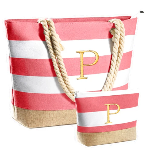 YOOLIFE Gifts for women - Personalized Birthday Gifts for Mom Travel Tote Gifts Initial Beach Bag Makeup Bag Gifts for Friend