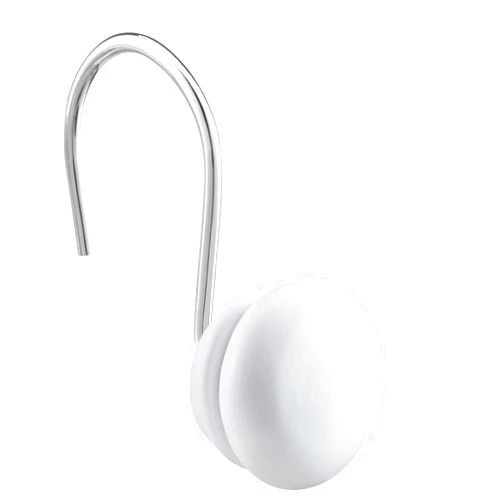 ZESLMG White Shower Curtain Hooks, Rust Proof Shower Curtain Rings for Bathroom, ZESLMG Decorative Shower Hooks Hangers for Shower Curtain Rod,Set of 12