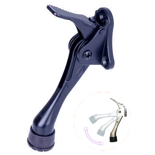 HA SHI One Touch Kickdown Door Stopper, Door Holder, Heavy Duty Door Stops, Bottom of Door, Height-Adjustable Rubber Tips by HASHI (Black 4 inch x 1pack)