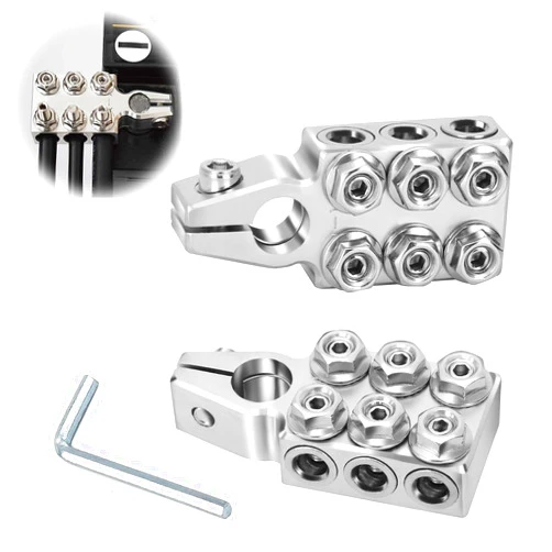 Young Dance Battery Terminal Connector,12-Way Clamps 8AWG up to 4/0(XL) AWG Gauge, Positive and Negative (+/-)(Pair) for SAE/DIN/EN Tapered Top Post