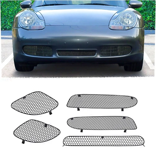 BILLFARO 5Pcs Front Outer Centre Radiator Grille Guards and Side Vent Set,Front Bumper Grille Mesh Inlet Screens Protection Inserts Set for Porsche 986 Boxster/S 1997-2002
