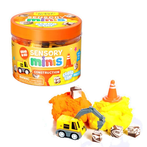 Creativity for Kids Sensory Minis Construction Kit | Cloud Clay Sensory Toy with Excavator for Kids | Spring Crafts that are Mess-Free, Screen-Free Travel Toy (Ages 3+)