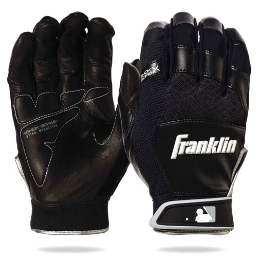 Franklin Sports MLB Baseball Batting Gloves - Shok-Sorb X Batting Gloves for Baseball + Softball - Adult + Youth Padded Non-Sting Batting Glove Pairs - Multiple Colors + Sizes
