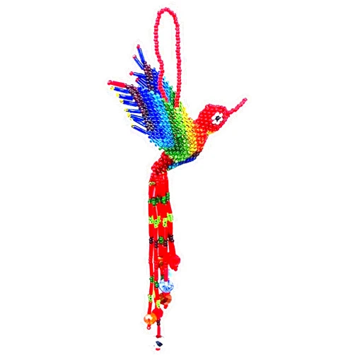 Mia Jewel Shop - Hummingbird Decor Hanging Figurine | Bird Figurines Home Decor | Ornament Czech Glass Seed Bead Decorative Hanging Ornaments - Handmade Decoration (Red/Rainbow)