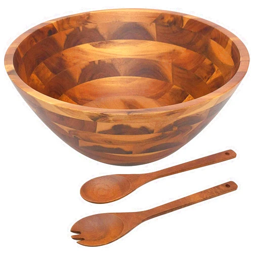 AIDEA Salad Bowls, Wooden Salad Bowls Set, Large Acacia Wood Serving Bowl for Fruits, Salad, 12.5