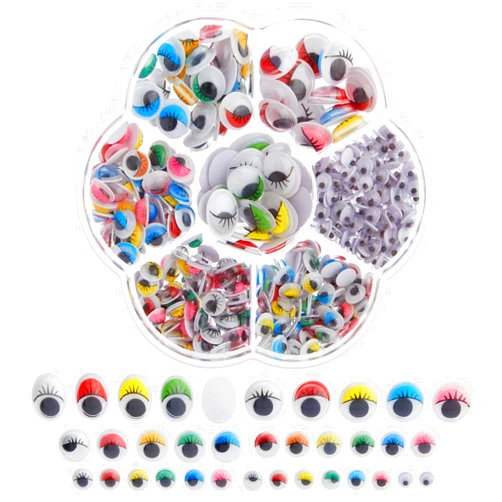 Genie Crafts 500 Pack Googly Eyes Self Adhesive for Crafts, Multi Colors and Sizes, Sticker Wiggle Eyes for DIY (3 Designs, 7 Sizes) - Self Stick Googly Eyes - Googly Eye Sticker - Sticky Googly Eyes