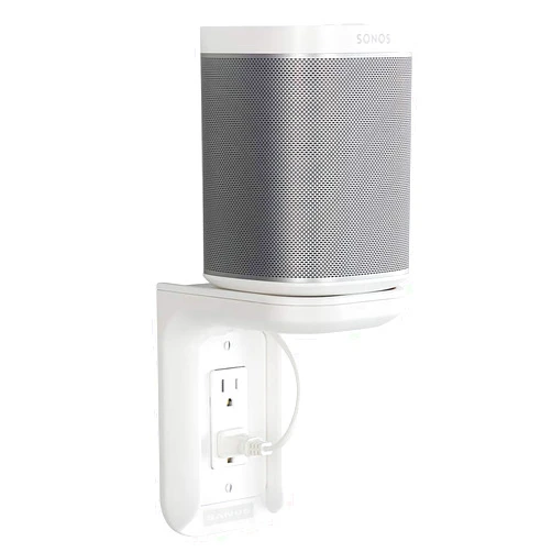 Sanus Outlet Shelf Speaker Mount - Heavy Duty Shelf Holds Devices up to 10 lbs - DIY Install Works with Both Standard & Decora Outlets - Perfect for Sonos & Other Smart Speakers