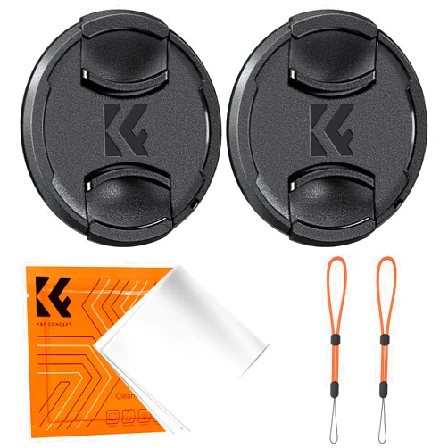 K&F Concept 67mm Front Lens Cap Cover Kit, 5-in-1 Center Pinch Lens Cover + Anti-Loss Keeper + Microfiber Cleaning Cloth Compatible with Canon, Nikon, Sony, Fujifilm Camera Lenses with 67mm Thread