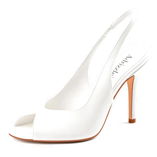 Adrizzlein Women's High Heels Peep Toe Pumps Shoes Fish Mouth Sandals 4 inch Stiletto Heels for Dress Wedding Party white-8.5