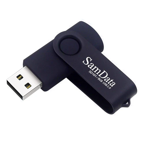 SamData USB Flash Drive 8GB 1 Pack USB 2.0 Thumb Drive Swivel Memory Stick Data Storage Jump Drive Zip Drive Drive with Led Indicator (Black, 8GB-1Pack)