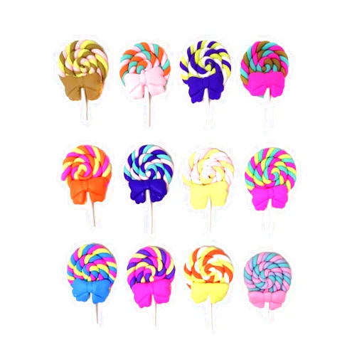 Honbay 12PCS Slime Charms Colorful Polymer Clay Lollipops for DIY Crafts