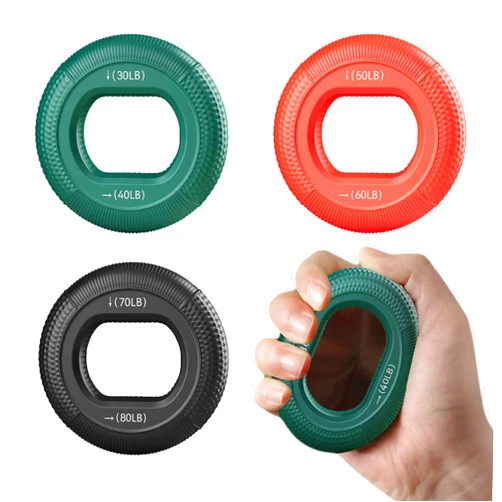 AIKESIWAY Grip Strength Trainer (30-80lbs) - 6 Resistance Levels, 3PCS Silicone Hand Grip Strengthener Rings for Rock Climbing, Athletes, Finger Workout & Stress Relief - Double Force Design