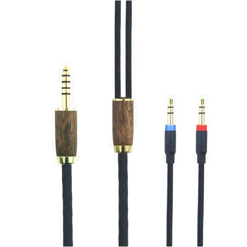 NewFantasia 4.4mm Balanced Cable 6N OCC Copper Silver Plated Cord Walnut Wood Shell Compatible with Hifiman Sundara, Ananda, Arya, HE400SE, HE4XX, HE-400i Headphone (2 x 3.5mm Version)