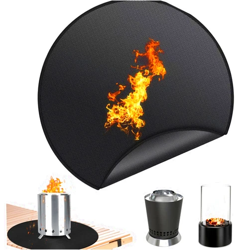 YXFZPAN 20in Tabletop Fire Pit Mat for Solo Stove Mesa XL, Easy Clean Small BBQ Mat, Reusable Waterproof Pad, 3-Layer Fireproof, and Heat-Resistant Barbecue Mat for Grass Outdoor Wood Burning Fire Pit