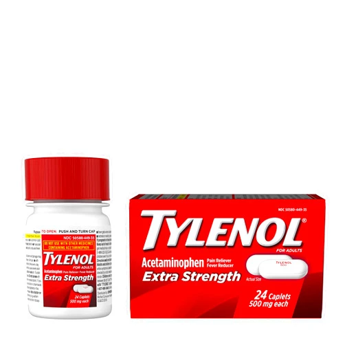 Tylenol Extra Strength Caplets with 500 mg Acetaminophen, Pain Reliever & Fever Reducer, 24 ct