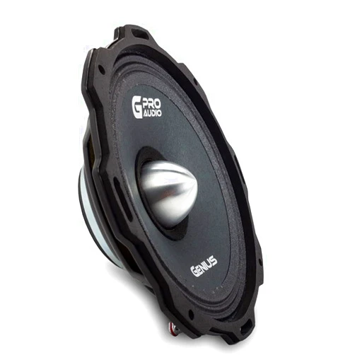 Genius Audio GPRO-M0865 6.5 Midrange Speakers, 300 Watts Max - 120 Watts RMS, Pro Audio, Steel Stam Basket Aluminum Bullet Car Audio Speaker, Neodymium Magnet, 4 Ohm, Reinforced Paper Cone (1 pc)