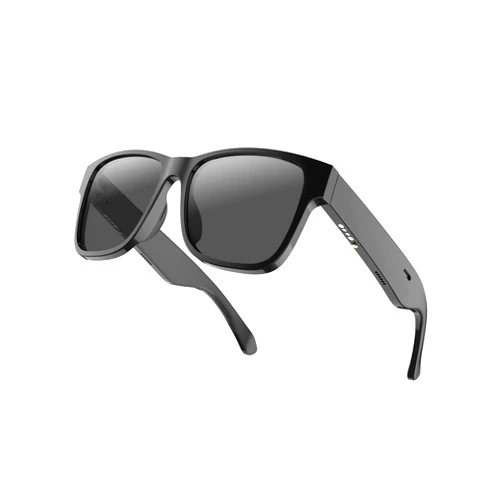 RUIMEN Bluetooth Audio Smart Glasses for Men Women, RUIMEN Smart Sunglasses with Speakers and Mics Open Ear Music Hands-Free Calling, Volume Control, Anti-UV Lens, IP4 Waterproof Classic Black Standard Size