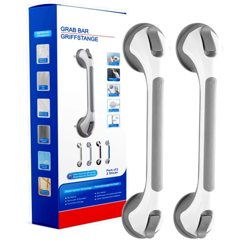 TAILINK Grab Bars for Bathtubs and Showers 2 Pack Shower Handle, Heavy Duty Suction Grab Bar Bath Handrails for Seniors and Elderly, Bathroom Safety Grip No Drilling Waterproof Removable, Grey