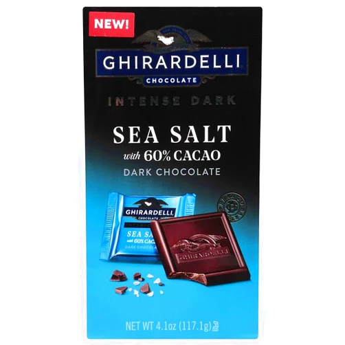 GHIRARDELLI Intense Dark Chocolate Squares, Sea Salt 60%(Pack of 2)