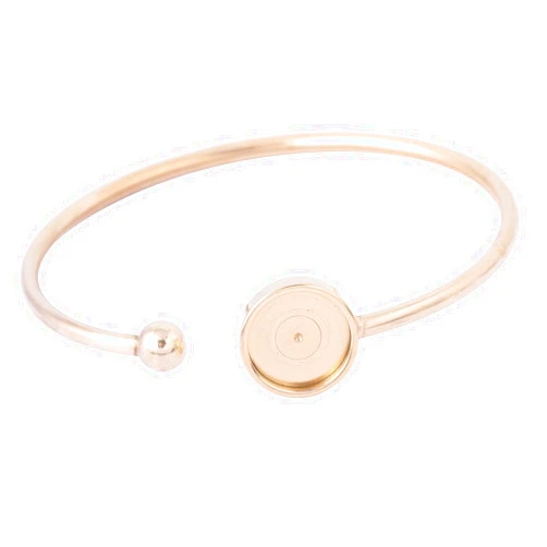 Reidgaller 5pcs 12mm Cabochon Bracelet Base Setting Blanks Bendable Rose Gold Stainless Steel Cuff Bracelets Bangle Bezel Findings