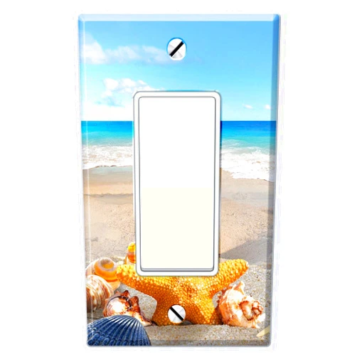 WIRESTER Single Gang Decorator Light Switch Plate/Wall Plate Cover - Seashells On The Beach