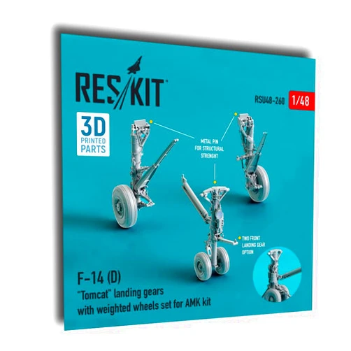 Reskit RSU48-0260 1/48 F-14 (D) Tomcat Landing Gears with Weighted Wheels Set for AMK kit (Resin & 3D Printing)