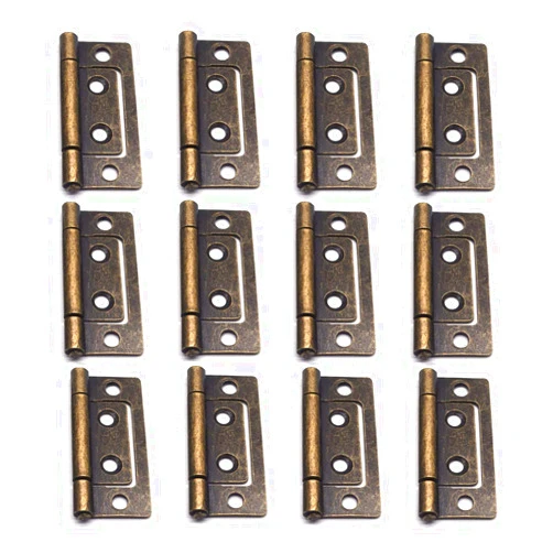 XMHF 2-Inch Antique Cabinet Hinges Bronze Hinge Non-Mortise Interior Door Hinges, Pack of 6