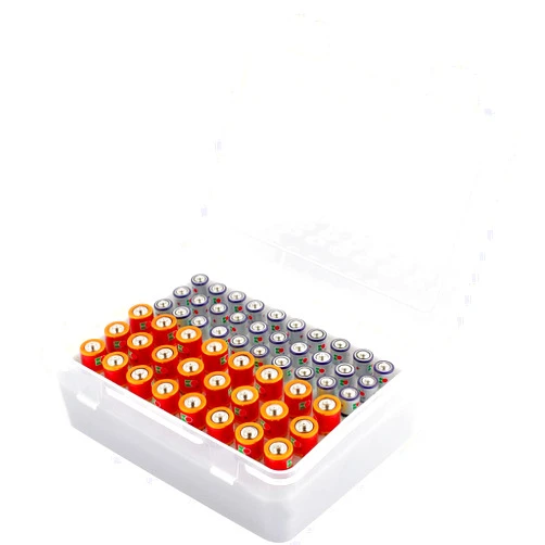 ALCYON Battery Organizer Storage Box, Garage Case Holder for 24* AA, 30* AAA Batteries (Bag Not Include Batteries Pack) (white)