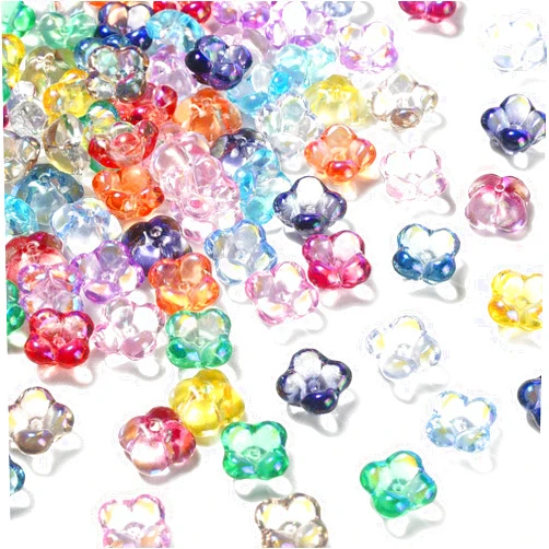 LiQunSweet 100 Pcs Handmade Lampwork Crystal Glass Beads AB Color 4 Petal Flower Beads End Caps for Jewelry Making