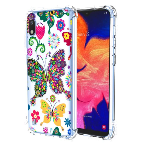 JDYGWK for Samsung A10E Galaxy A10E Case with Transparent Flower Pattern,Soft TPU Thin Lightweight,Shockproof Bumper Protective Phone Cover for Samsung Galaxy A10E,Bling Butterfly