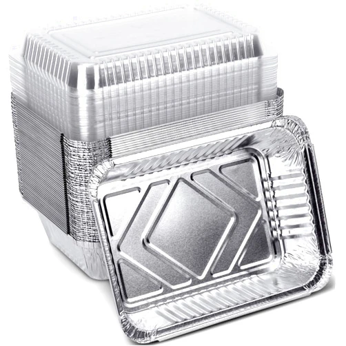 XIAFEI 2LB Aluminum Pans with Clear Lids (50PACK)，2 LB Foil Pans - to Go Food Containers，Recyclable Aluminum Foil with Strong Seal for Freshness & Spill Resistance- 8.26