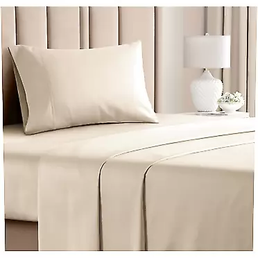 CGK Unlimited 400 Thread Count Cotton - Twin XL Size Sheet Set - 100% Cotton Sheets - 400-Thread-Count - Sateen Cotton - Deep Pocket Cotton Bed Sheets - Silky & Soft Cotton - Hotel Quality Cotton Sheet for Twin XL Twin XL Cream