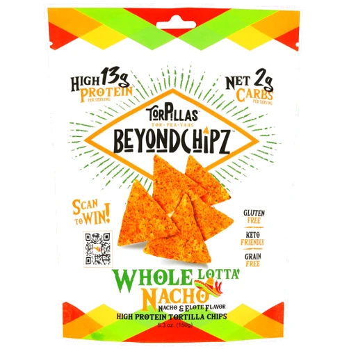 BeyondChipz Whole Lotta' Nacho Tortilla Chips, Low Carb, Gluten Free, 5.3 Ounces (Pack Of 12)