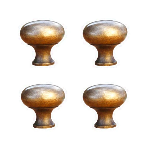 Tiazza 4pcs Solid Brass Knobs Antique Cabinet Drawer Small Pulls Modern Minimalist Handle (Antique Bronze)