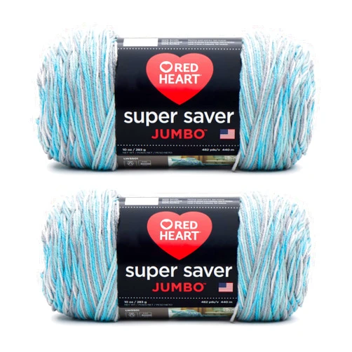 Red Heart Super Saver Jumbo Icelandic Yarn - 2 Pack of 283g/10oz - Acrylic - 4 Medium (Worsted) - 482 Yards - Knitting/Crochet