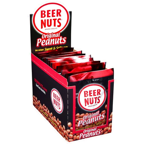 BEER NUTS Original Peanuts | 12 Pack Box - 3 oz. Individual Bags - Sweet and Salty