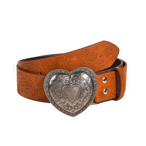 Yalice Heart Western Leather Belt for Women Men Star Buckle Waist Belt for Jeans Pants Ladies Cowgirls Cowboys Belt