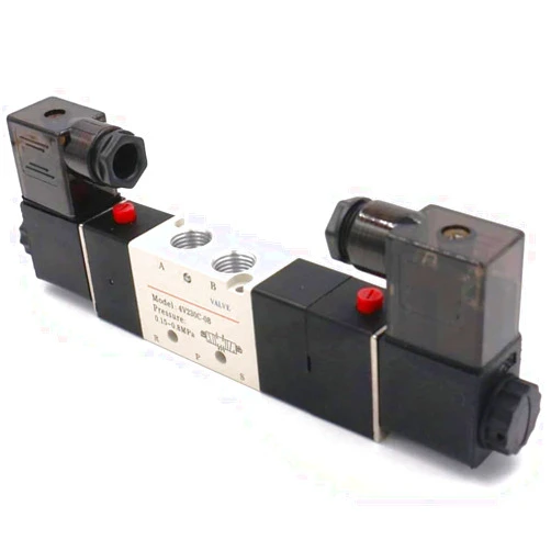 YXQ 4V230C-08 DC 12V Pneumatic Air Solenoid Valve 3 Position 5 Way PT1/4 Internally Piloted Acting Type Double Electrical Control