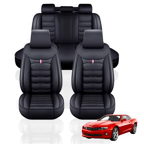 Maidao Custom Leather Seat Covers for Malibu 2000-2021, Waterproof Car Seat Covers Full Set with 2 Front Seat Covers and 1 Bench Rear Seat Cover, Winter Car Seat Cushion Standard Black