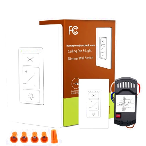 Humpptom Universal Ceiling Fan Remote Control, Ceiling Fan Remote Control Kit and Dimmer Light Switch, Ceiling Fan Wall Switch UC9050T, Fan Remote Control Kit Compatible with Hampton Bay Harbor Breeze Hunter