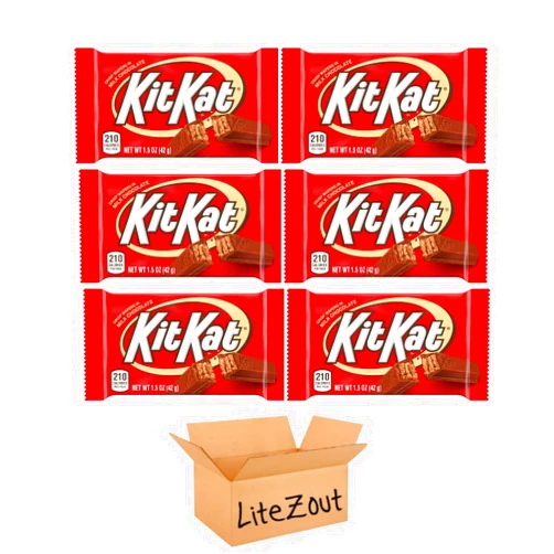 LiteZout KIT KAT Milk Chocolate Wafer Candy Bars, 1.5 oz (6 pack), by Litezout